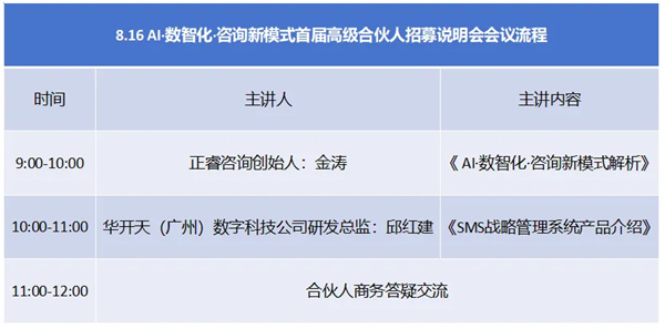 AI·數(shù)智化·咨詢新模式首屆高級合伙人招募說明會震撼來襲！